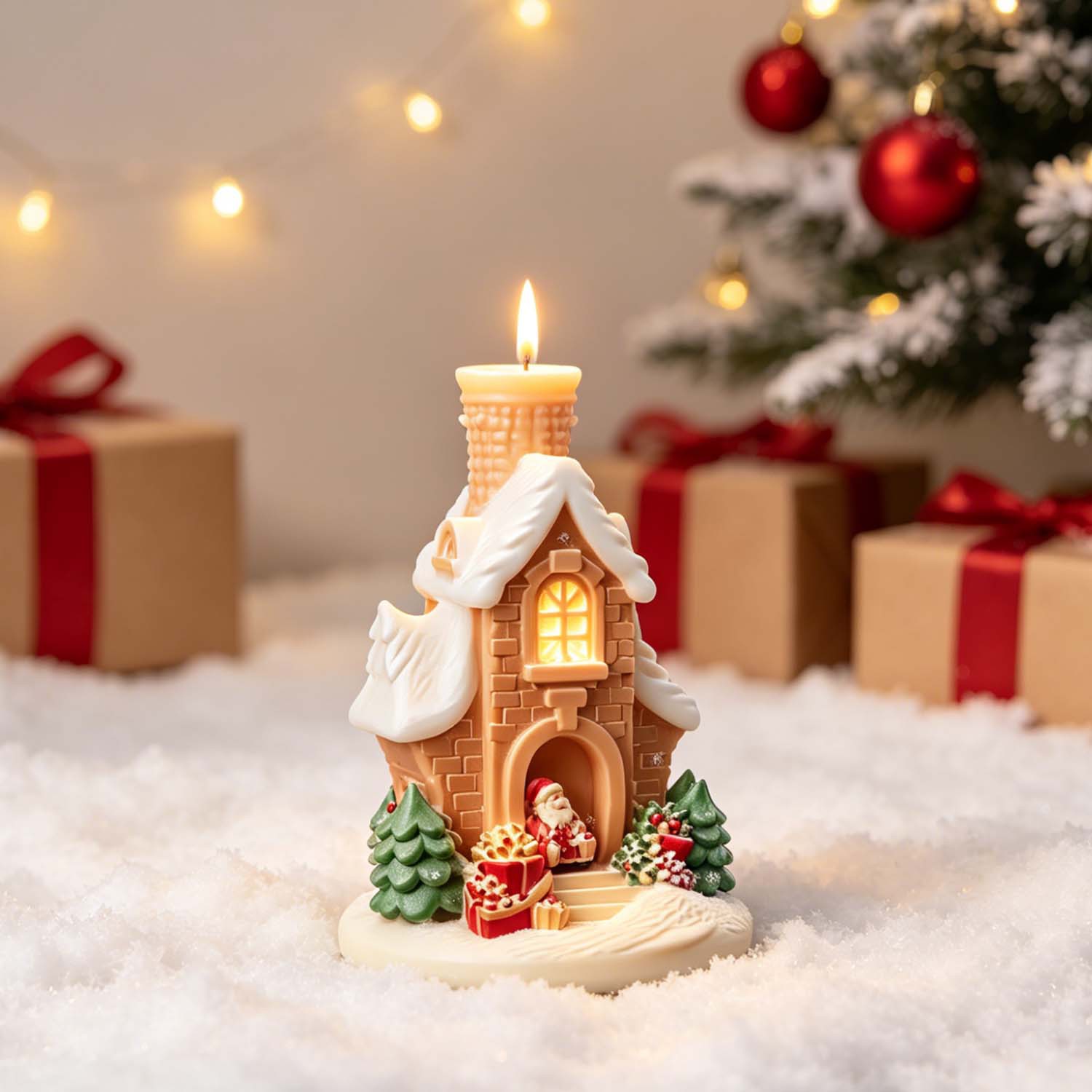 Home Fragrance Gingerbread - 3D Santa Christmas Snow House Silicone